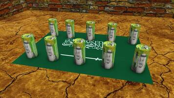 saudita arábia bandeira - 50. rial moeda conceito - 1 video