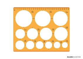 Orange Technical ruler for circle with many sizes vector