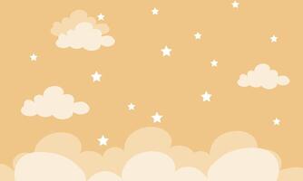 vector flat style moon stars and clouds background design