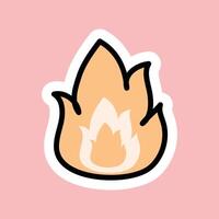 Flaming fire sticker with a white border vector