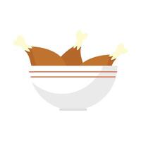 Vector roasted chicken on a frying pan design element for illustration flat icon