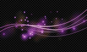 Vector purple light wave effect with no background