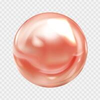 Vector realistic pearl, red sphere isolated on transparent background