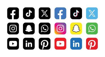 Set of social media icons. Popular social media logo collection. vector