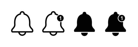 Notification bell icon set. New message notification reminder icons collection. vector