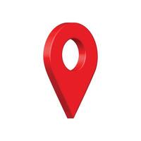 3d red map pointer. Location vector icon on white background.