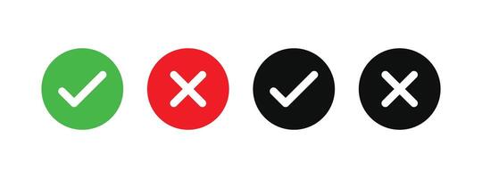 Right And Wrong icon Vector Illustration. Check mark and Cross mark sign. Yes And No Check Marks Icons.