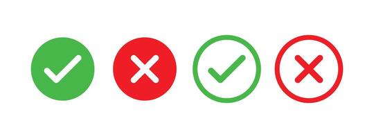 Right And Wrong icon Vector Illustration. Check mark and Cross mark sign. Yes And No Check Marks Icons.