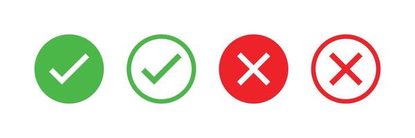 Right And Wrong icon Vector Illustration. Check mark and Cross mark sign. Yes And No Check Marks Icons.