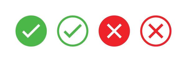 Right And Wrong icon Vector Illustration. Check mark and Cross mark sign. Yes And No Check Marks Icons.