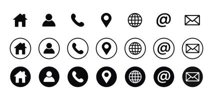 Web contact us icon. Business Contact Us information icons collection. vector