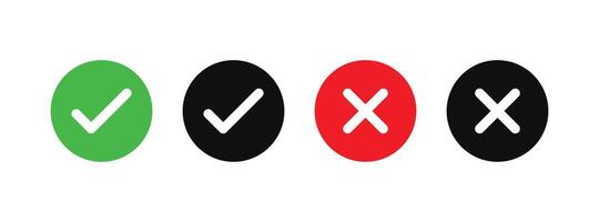 Right And Wrong icon Vector Illustration. Check mark and Cross mark sign. Yes And No Check Marks Icons.