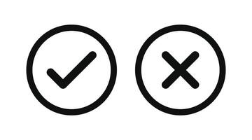 Right And Wrong icon Vector Illustration. Check mark and Cross mark sign. Yes And No Check Marks Icons.