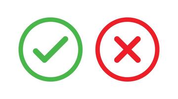 Right And Wrong icon Vector Illustration. Check mark and Cross mark sign. Yes And No Check Marks Icons.