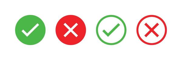 Right And Wrong icon Vector Illustration. Check mark and Cross mark sign. Yes And No Check Marks Icons.