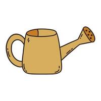 Brown watering can. Vector hand drawn doodle