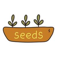 Seed sprouts in a pot. Vector doodle icon