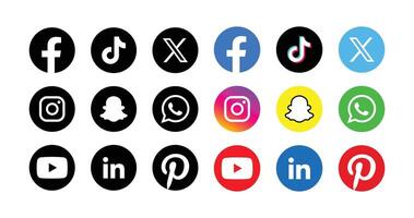 Set of social media icons. Popular social media logo collection. vector