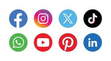 Set of social media icons. Popular social media logo collection. vector