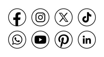 Set of social media icons. Popular social media logo collection. vector