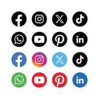 Set of social media icons. Popular social media logo collection. vector