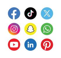 conjunto de social medios de comunicación iconos popular social medios de comunicación logo recopilación. vector