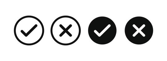 Right And Wrong icon Vector Illustration. Check mark and Cross mark sign. Yes And No Check Marks Icons.