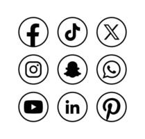 Set of social media icons. Popular social media logo collection. vector