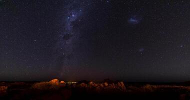 Day to night time-lapse movie of the starry sky and the Milky Way taken in Namibia video