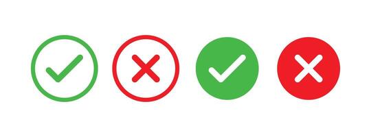 Right And Wrong icon Vector Illustration. Check mark and Cross mark sign. Yes And No Check Marks Icons.