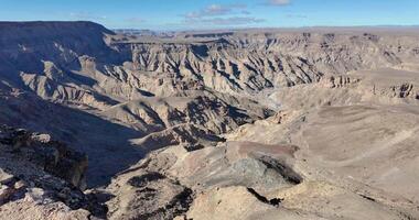 Drone pan over the Fish River Canyon in Namibia taken from the upper edge of the south side video