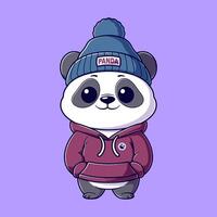 Cute panda wearing a maroon hoodie vector