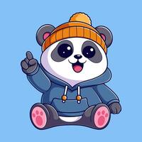 Cute panda wearing a hoodie and beanie vector