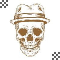 Human skull for tattoo design or label. vector