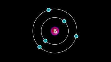 bor atom med elektroner roterande runt om de atom video