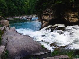 Probiy waterfall on Prut River in Yaremche City, western Ukraine. photo