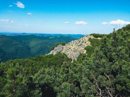 Gorgany - mountain range in Western UkrainView to Syniak mount photo