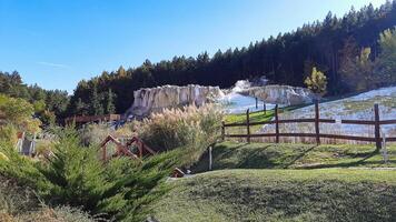 Egerszalok, salt hills Hungary. Thermal water. Thermal water pools in Egerszalok photo