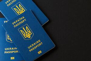 ukrainian passport and 100 euro banknotes photo
