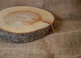 round wooden stand stand isoiled on a white background selective focus photo