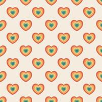 Retro pattern with hypnotic heart in rainbow colors. Vector seamless pattern, print for fabric, covers