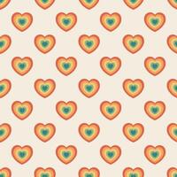 Retro pattern with hypnotic heart in rainbow colors. Vector seamless pattern, print for fabric, covers