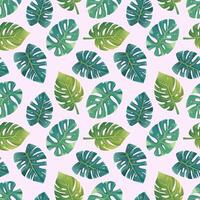 Vector tropical pattern on light background. Pattern with monstera leaves, large torn leaves. Summer print for fabric, covers