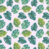 Vector tropical pattern on light background. Pattern with monstera leaves, large torn leaves. Summer print for fabric, covers