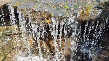 água fluxos a partir de topo para inferior através a caverna dentro video