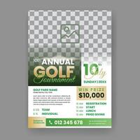 golf evento volantes modelo. profesional golf torneo volantes con resumen formas adecuado para curso, póster, bandera, anuncio, folleto, invitar, etc. vector