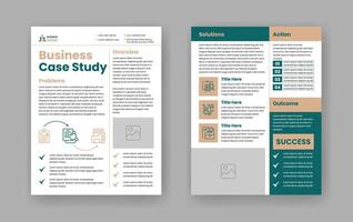 Case Study Layout Flyer. Minimalist Business Report with Simple Design. Green and Beige Color Accent. vector