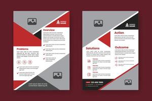 caso estudiar diseño volantes. minimalista negocio reporte con sencillo diseño. rojo y negro color acento. vector