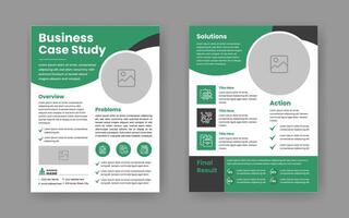 Case Study Layout Flyer. Minimalist Business Report with Simple Design. Green and Black Color Accent. vector