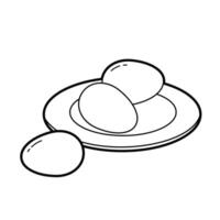 Plate of eggs. Outline illustration, design elements vector